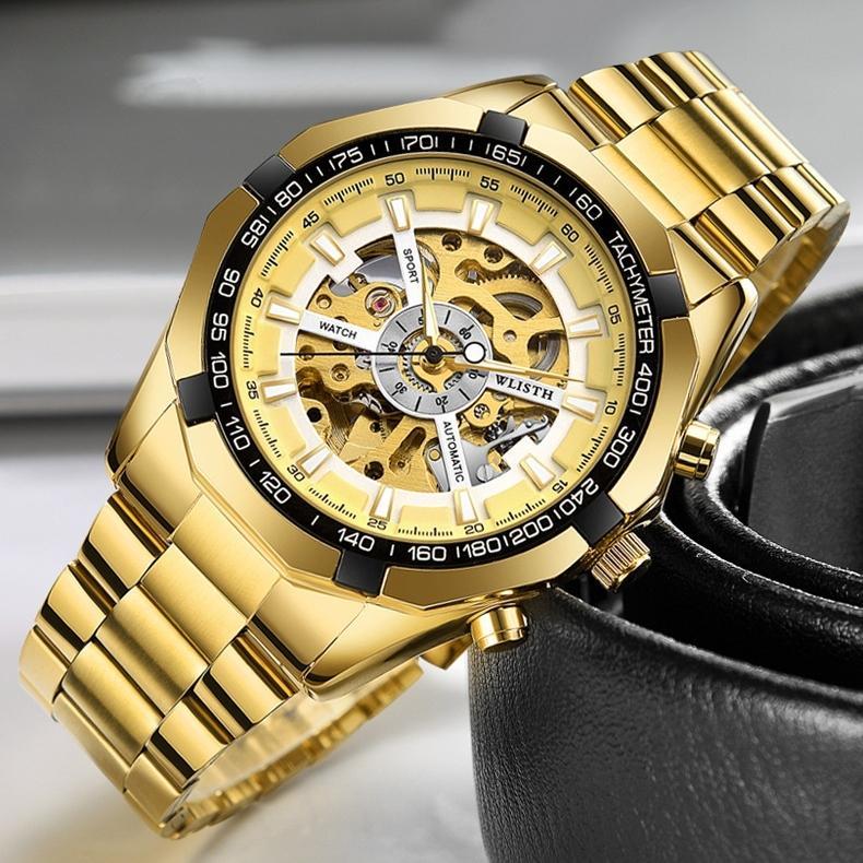 Moda Masculina Relogio Masculino Luminoso Mecânico Relógio De Ouro Totalmente Automático Criativo Oco Relógios De Pulso