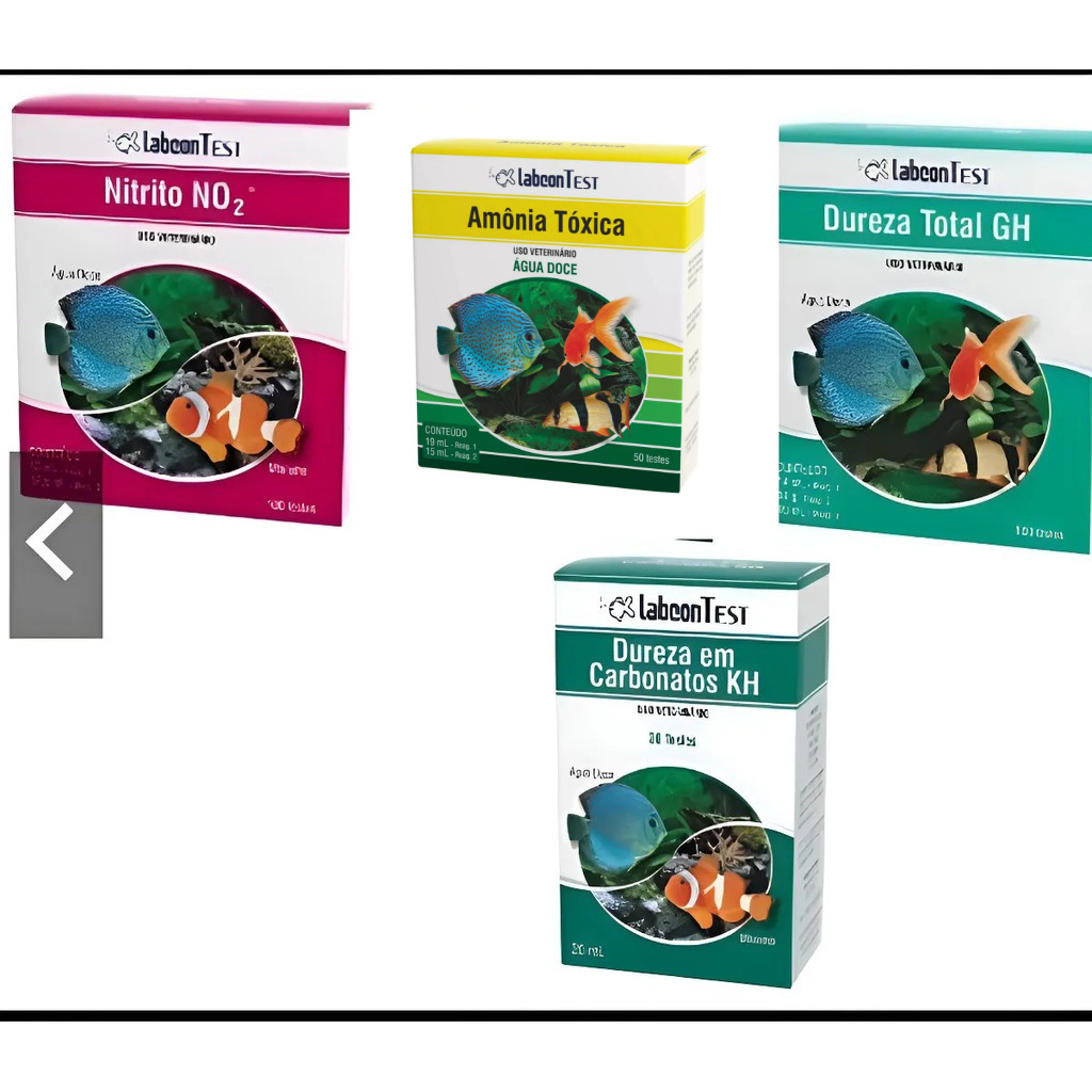 Kit Alcon Teste Amônia Aguá Doce + Nitrito + Ph Tropical + Dureza Kh + Dureza Gh ALCON OU INDUSPHARMA