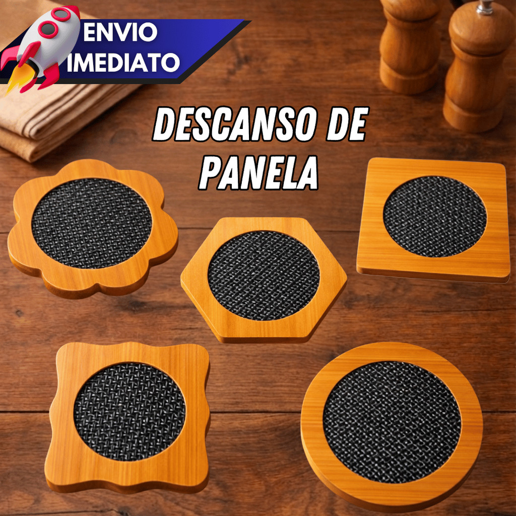 Kit 3/6/10 Descanso de Panela MDF 14,5cm Antiderrapante Proteção Mesa Quente e Frio Alta Resistência Elegante