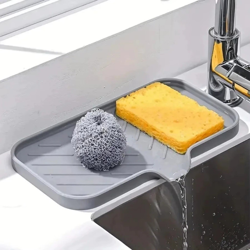 Porta Esponja de Pia Silicone com Drenagem – Suporte de Silicone Multiuso para Cozinha e Banheiro