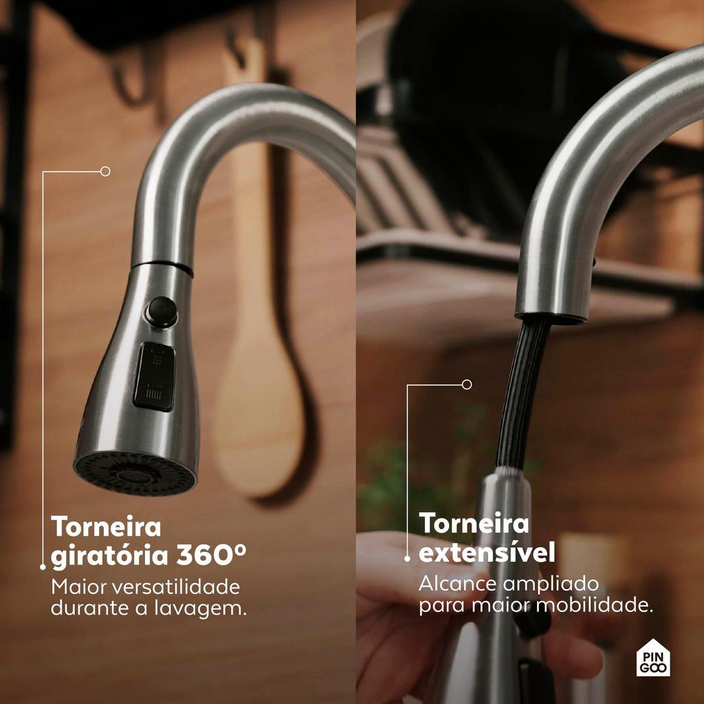 Cuba Gourmet para Cozinha com Acessórios Workstation e Torneira Maranguá Pingoo - Prata — imagem 2 de 2