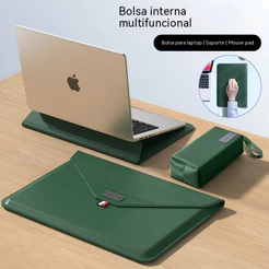 Mochila para notebook de alta qualidade, couro, 13 a 16 polegadas, com suporte e bolsa para carregador