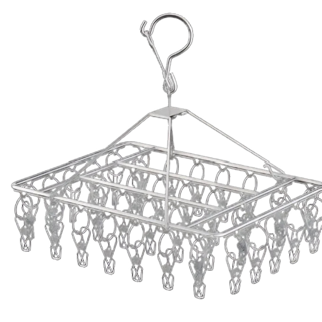 Varal Redondo Inox 40 Prendedores Reforçado Luxo Cabide Para Meias Roupas Íntimas Antiferrugem