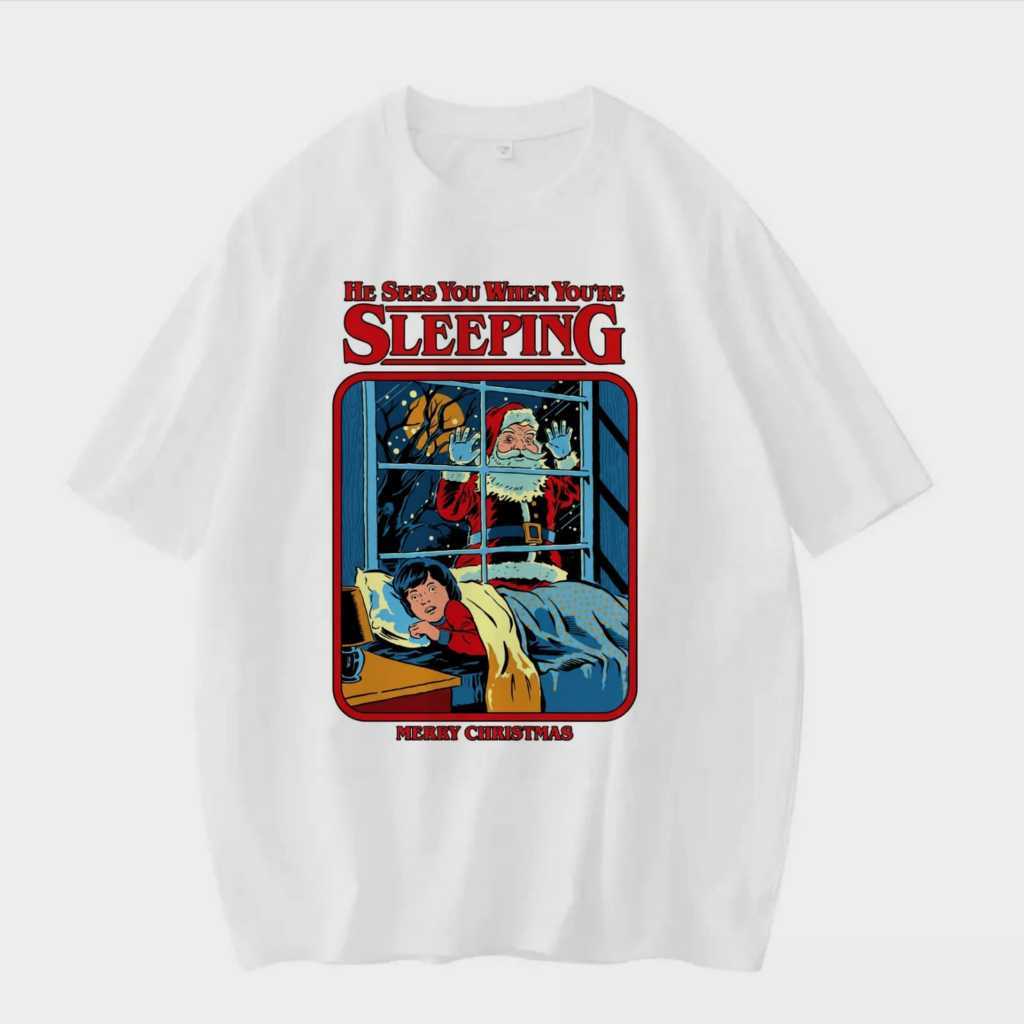 Camiseta Sleeping Merry Christmas - [Limitada Exclusiva] Blusa divertida estampada natal camisa alternativa