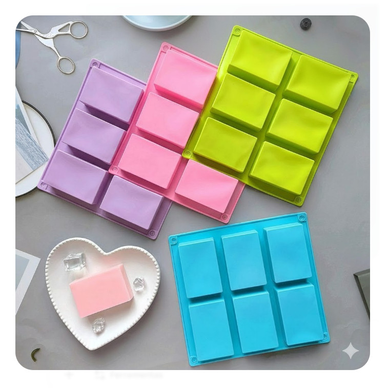 Molde De Sabão De Silicone Retangular De Seis Cavidades Artesanal DIY Reutilizável E Flexível Sabonete Vela e Chocolate em Oferta na Shopee