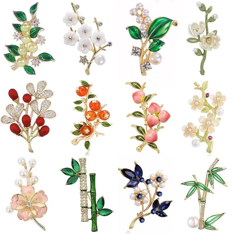 KIT COM 38 Broches Folha & Borboleta | Coleção Coreana Feminina com Pérolas - Acessórios para Todos os Estilos em Oferta na Shopee