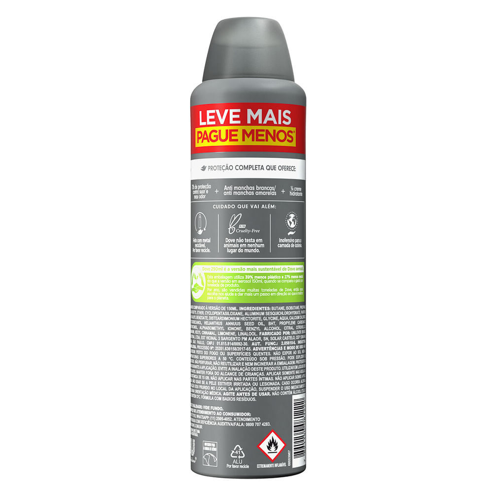 Detalhes do Antitranspirante Aerosol Dove Men+Care Invisible Dry 250ml