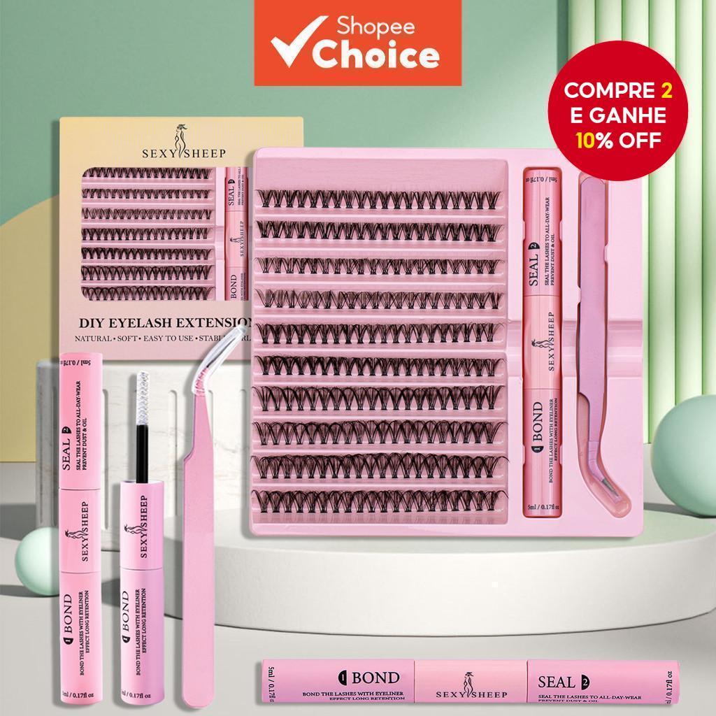 Cluster De Extensão De Cílios Postiços Volume Completo Naturais 8-16mm Diy Com Ligação E Vedação , Pinça em Oferta na Shopee