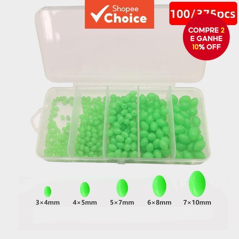 Contas Luminosas 100/375 Peças Verde Oliva Oval De Peixe De Plástico Macio Anti-Colisão Acessórios De Equipamento De Pes em Oferta na Shopee