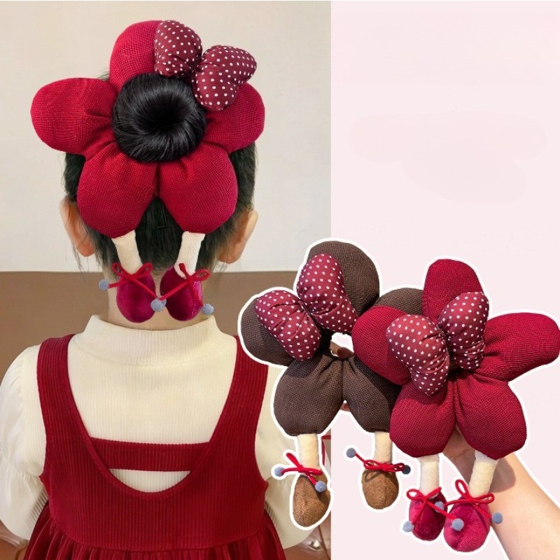Novo Vermelho puff Flor Faixa De Cabelo Das Crianças Bonito Mickey Bunda Intestino Grosso Anel Meninas Bola Cabeça Corda