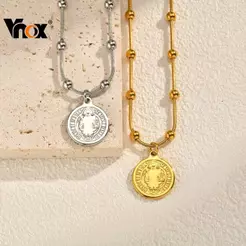 Colar De Rosário Vnox Para Mulheres E Meninas , Cruz Religiosa De Aço Inoxidável Banhado A Ouro , Oração Da Virgem Maria