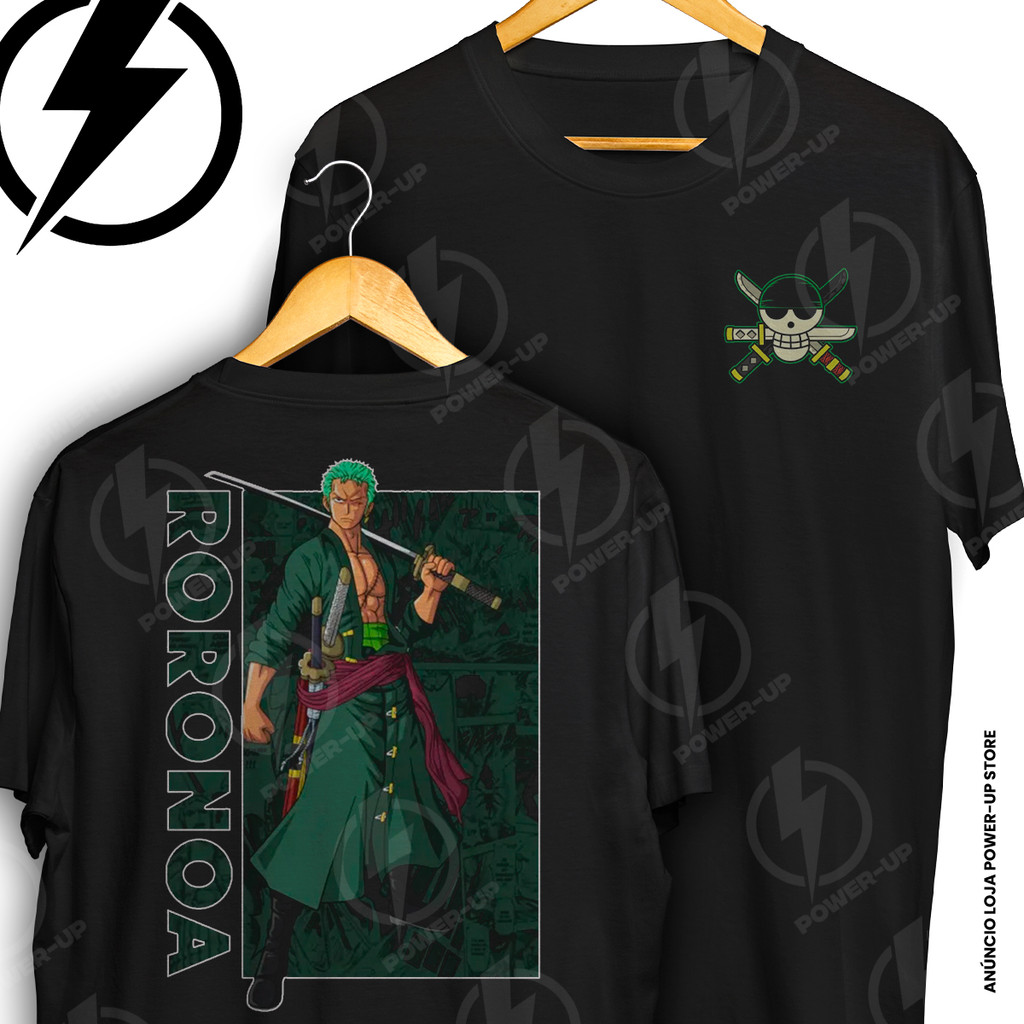 Camiseta Roronoa Zoro One Piece Wano Style Anime Frente E Verso Blusa Camisa 100% Algodão em Oferta na Shopee