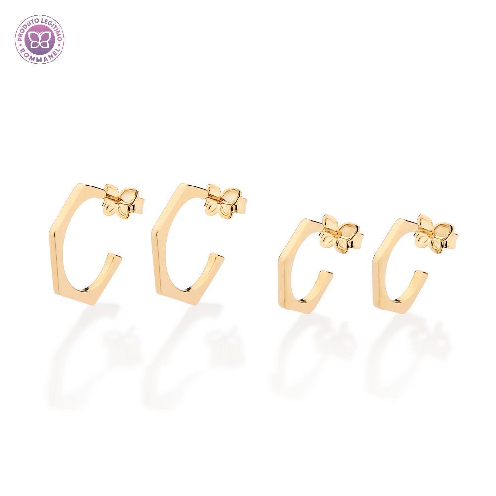 Imagem Kit Brincos Meia Argola Rommanel Gio Antonelli Ouro - 527370