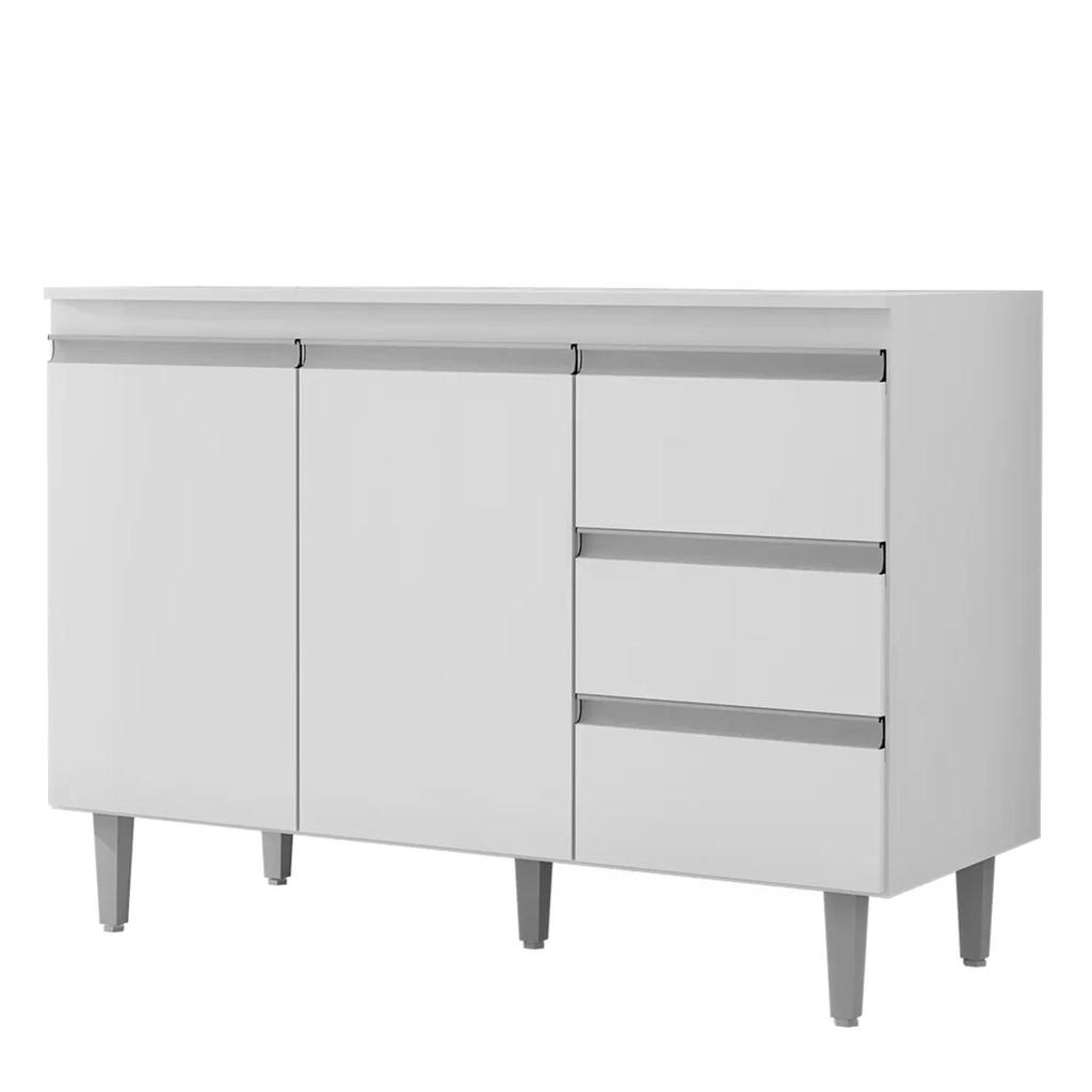 Balcão Gabinete para Pia 120cm com Tampo 2 Portas Andréia Branco - Ajl Móveis em Oferta na Shopee