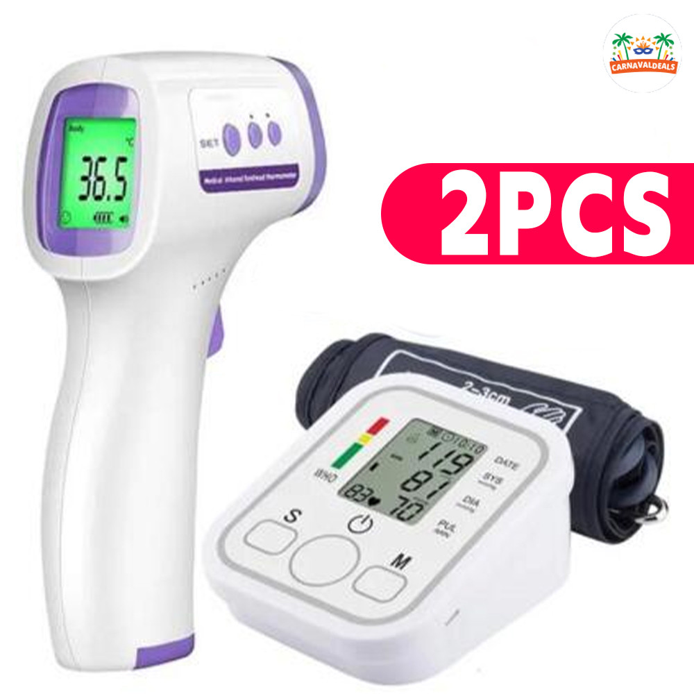 Monitor Eletrónico Pressao Arterial, Bracadeira e Termometro Ultravioleta Infravermelho Testa em Oferta na Shopee