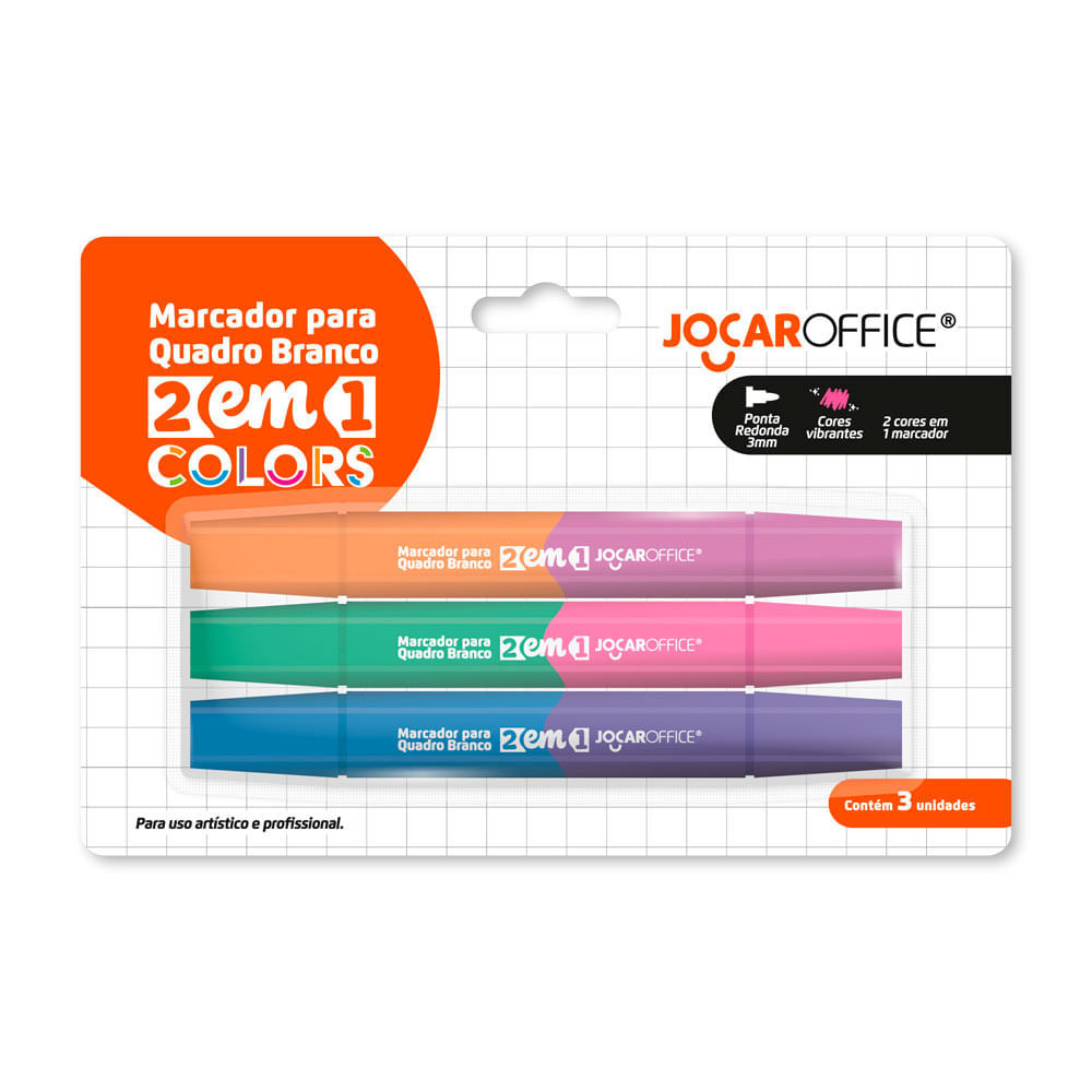 Marcador Para Quadro Branco 2 em 1 Com 3 Unidades Leonora em Oferta na Shopee