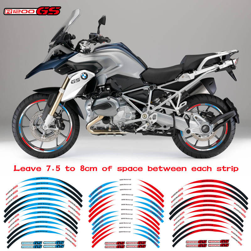 Adequado para BMW R1200GS aventura à prova dwaterproof água quadro da roda adesivo aro da roda adesivo reflexivo 17,63cm