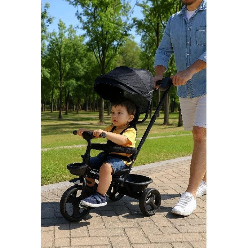 Triciclo Infantil Empurrador Andador Passeio Motinha com Proteção Sol Estilo Quadriciclo oferta Oferta