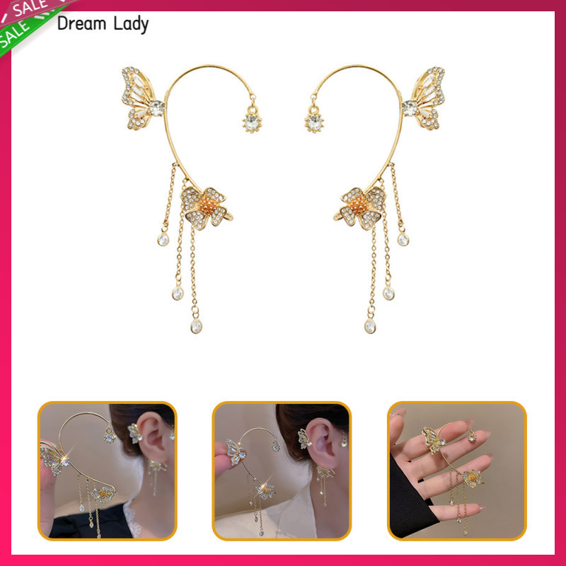 📎 1Par Brinco De Orelha Em Forma De Flor Com Franjas E Strass Para Mulheres Em Liga Metálica Brilhante Para Decoração