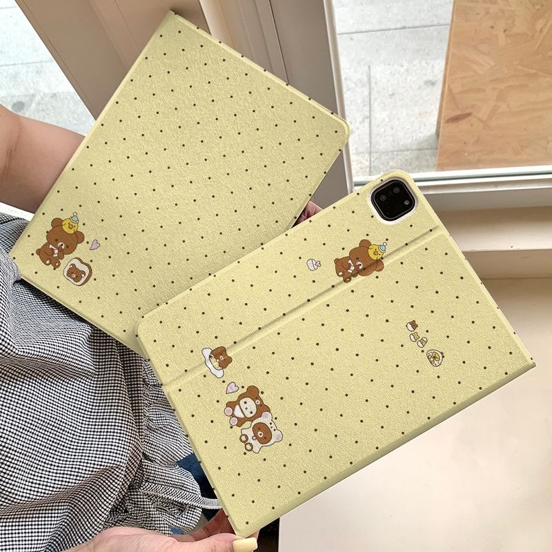 Capa Capinha Urso Fofo para Tablet Samsung Galaxy Tab S6 Lite  A9PLUS S9 S10 FE PLUS+ CASE Slot para Caneta
