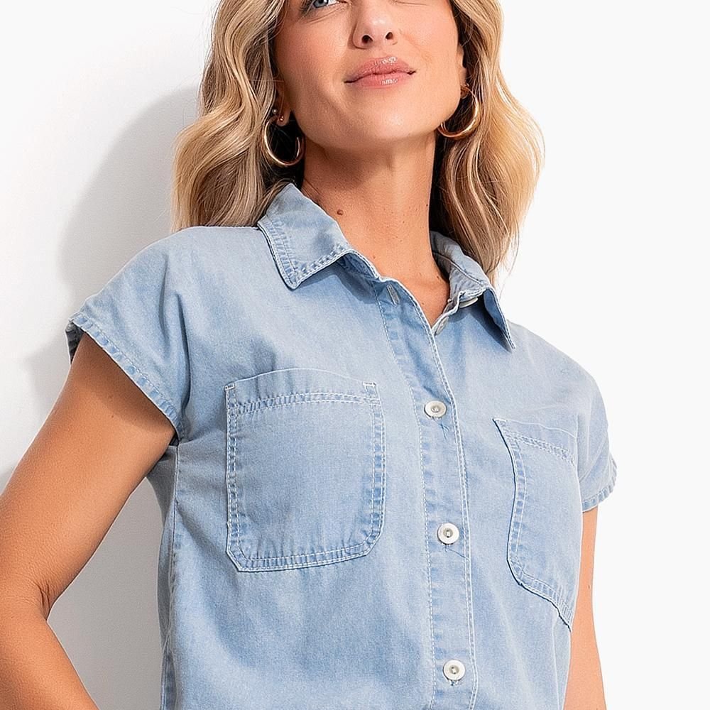 Camisa Em Jeans Leve Jeans Claro Quintess