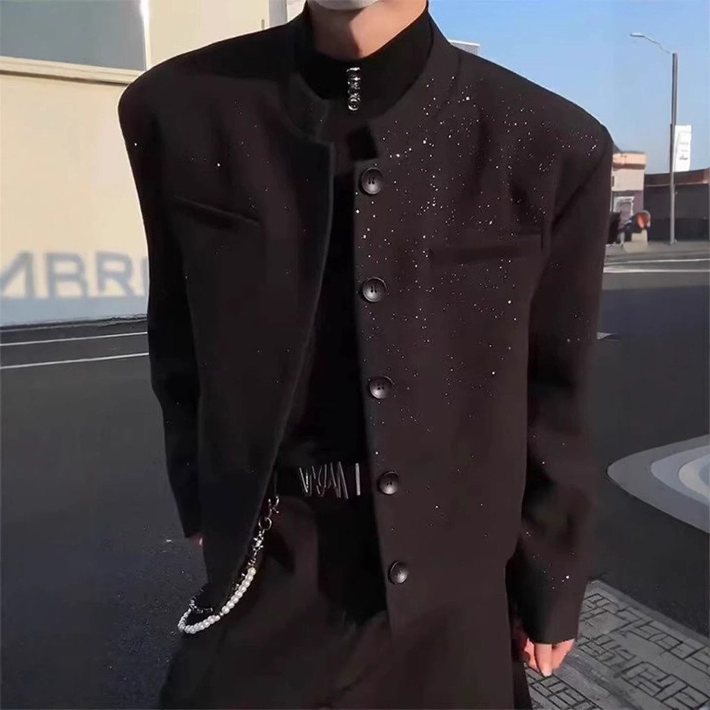 Gypsophila ombro acolchoado Blazer masculino primavera outono cleanfit administrativo jaqueta curto terno de lã de alta 