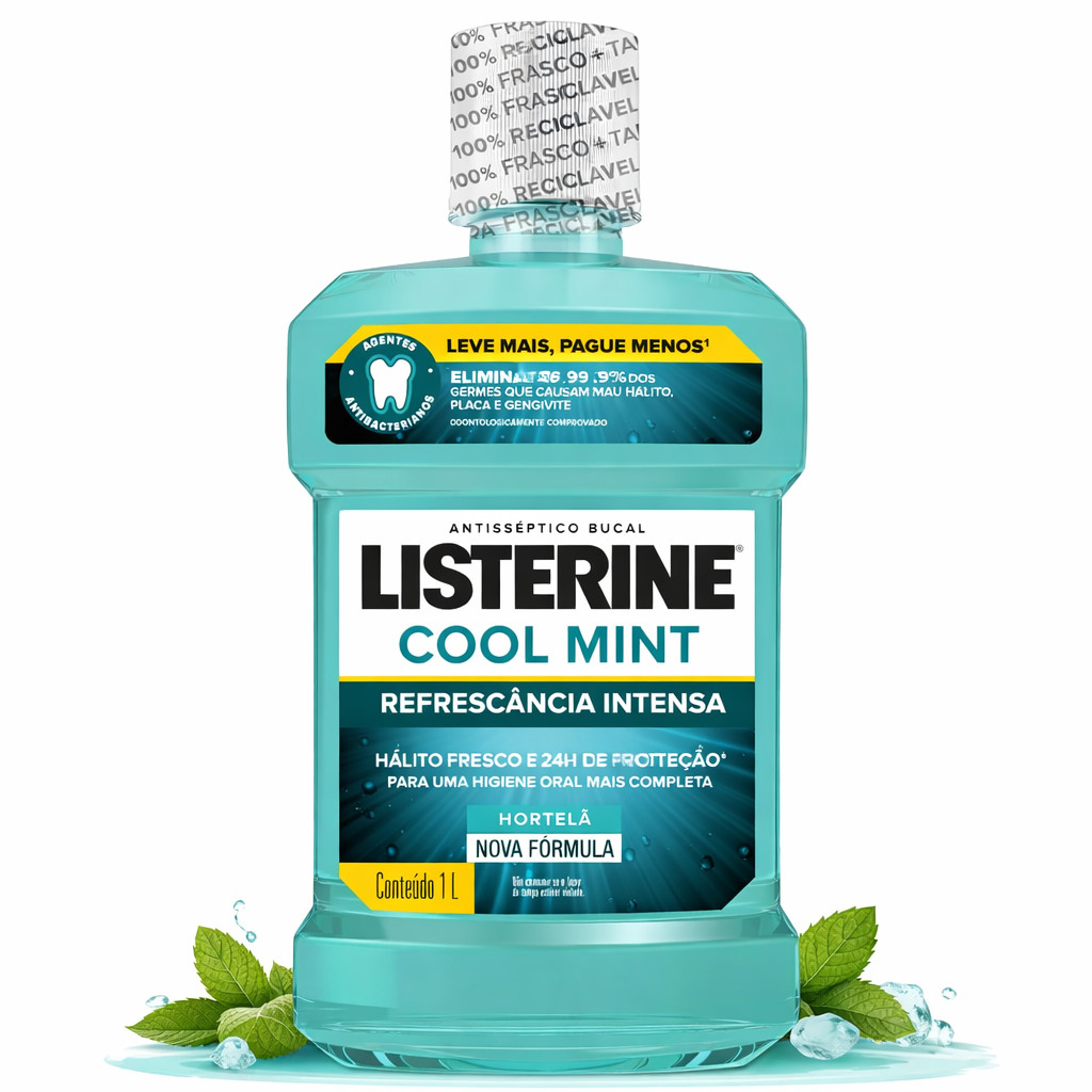Enxaguante Antisséptico Bucal Listerine Cool Mint Zero Álcool 1 Litro