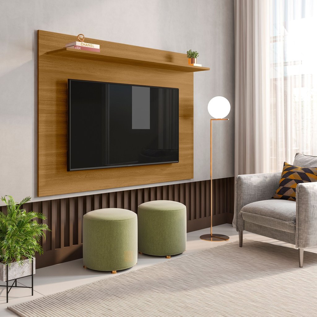 Painel para TV até 50 Polegadas 130cmx91cm 1 Prateleira Columbia Espresso Móveis Marrom Freijó Freijó