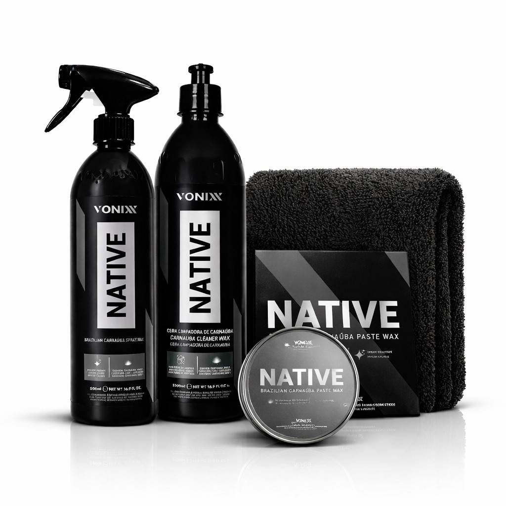 Kit Cera Vonixx Native Completo Cleaner Spray Paste Wax + Microfibra Detalhamento