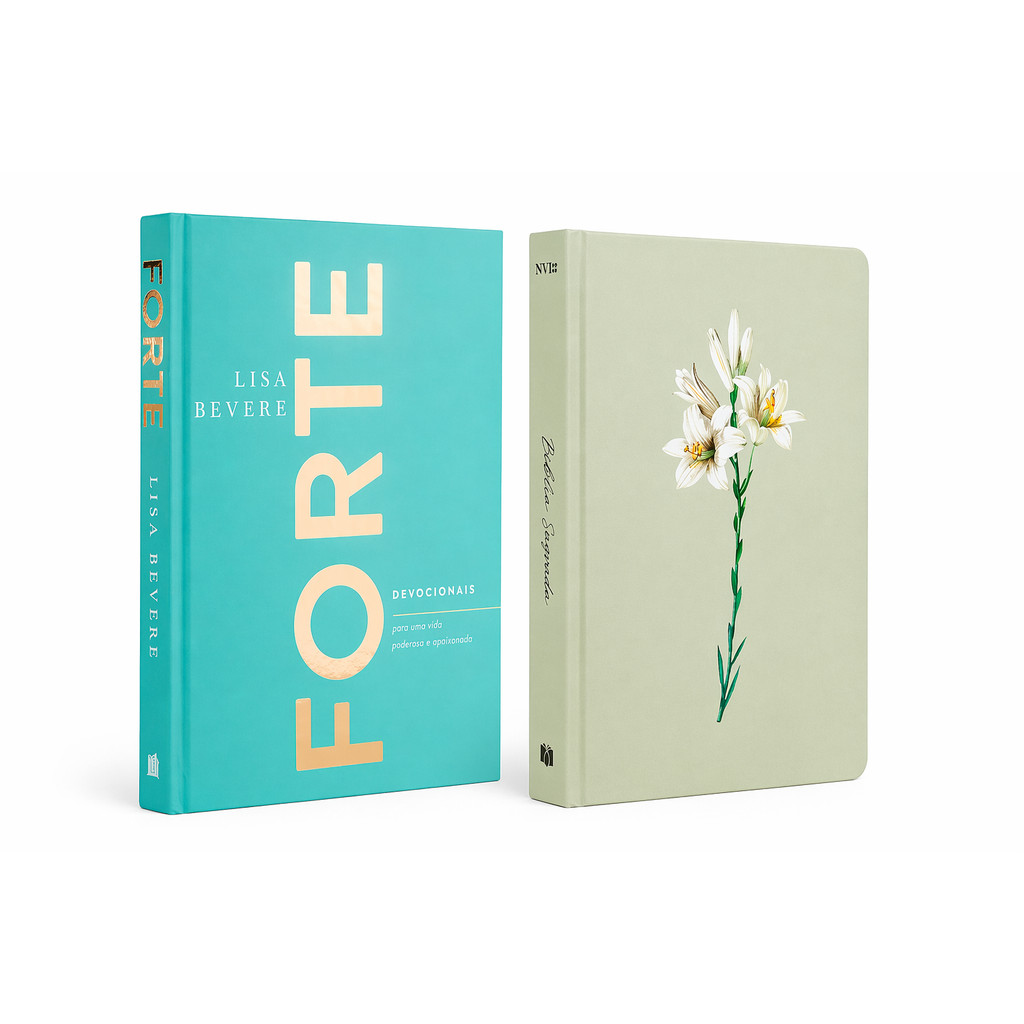 Kit Fortaleza e Sabedoria | Celebrando o Amor | Bíblia Sagrada Lírios e Devocional Forte