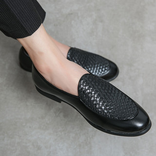 Homens sapatos de couro casuais de sola macia antiderrapante mocassins deslizamento em sapatos preguiçosos homens britân