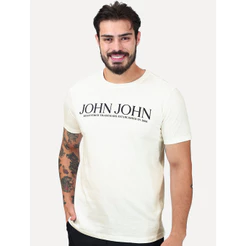 Camiseta John John Original Masculina Slim Fit Standard Off White
