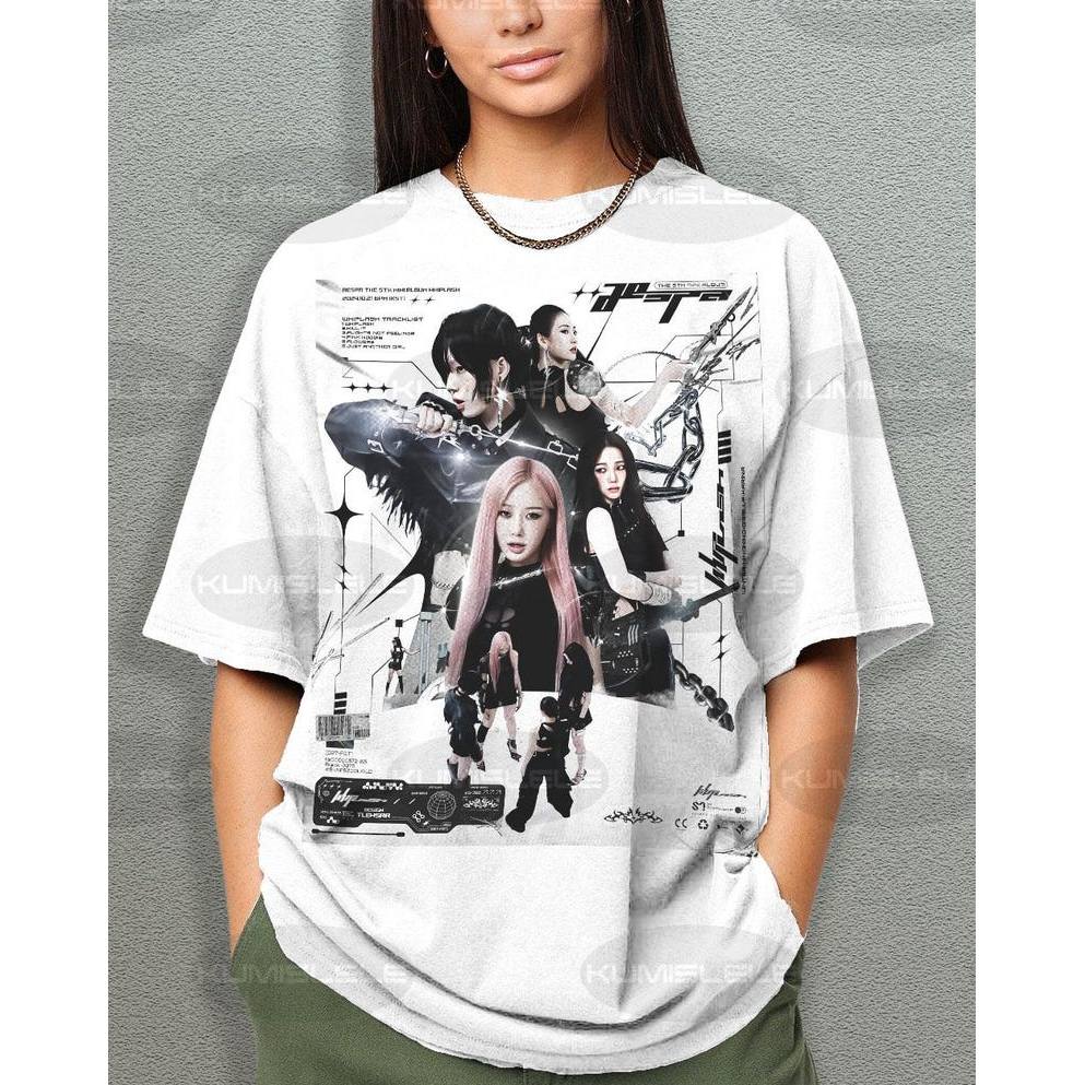 「Cute Girl」Camiseta Unissex Aespa Whiplash Parallel Lines Tour Estampa Banda K Pop Divertida Moderna Estilosa Moda Ca...