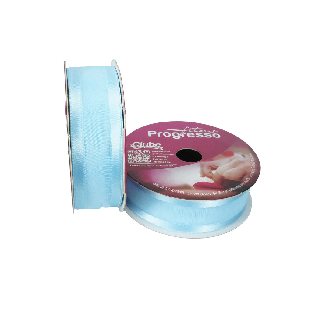 Fita de Voal c/ Cetim 10mx22mm Azul Cor 212 10mX22mm Fita Decorativa Fita para Laço  Progresso Fita Voal com Cetim