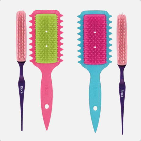 Kit Escova Flex Fitagem Curl e Pente Para Fitagem Ricca Cacheadas AZUL OU ROSA - ESCOLHA O SEU