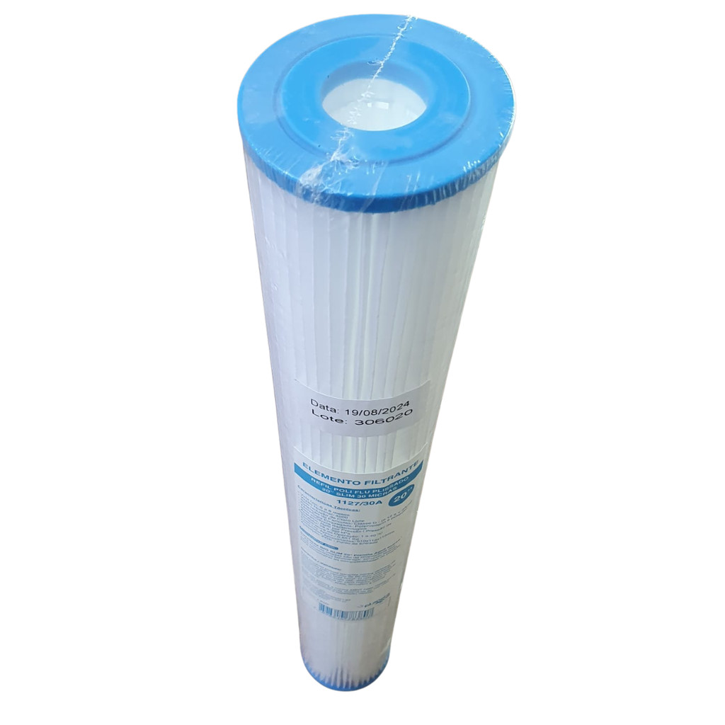 Cartucho Refil Plissado Slim Big 20 Polegadas 30 Micras Para Filtro De Água Sedimentos Poeira