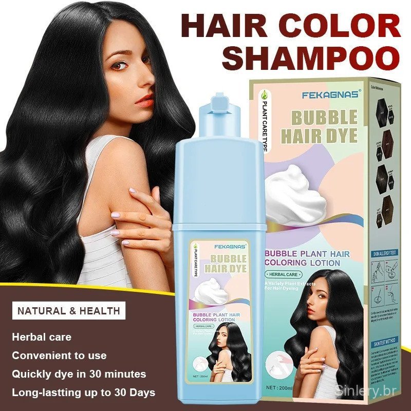 FEKAGNAS BUBBLEHAIR tintura capilar, ingredientes naturais à base de ervas e plantas, shampoo colorante 3 em 1, cobre ca