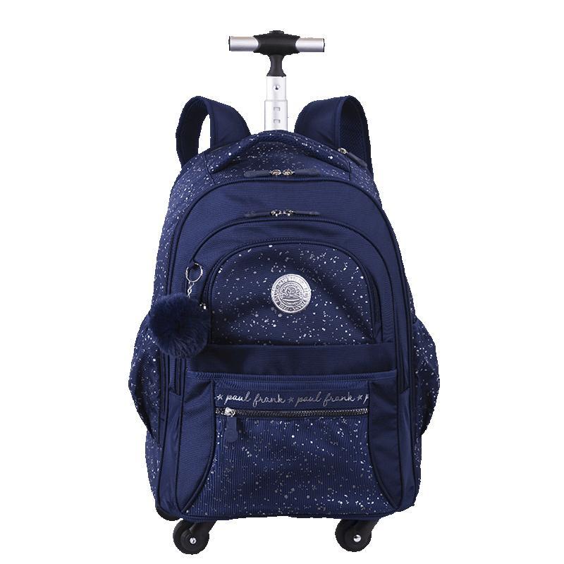 Mochila Carrinho 4 Rodas Paul Frank Styles -Silver N Blue