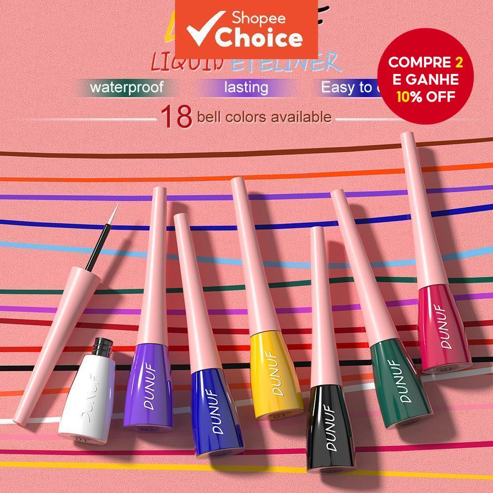 DUNUF 18 Cores Fosco De Longa Duração À Prova D'água Líquido Eyliner Alto Tom Preto Brancofácil De Aplicar Durável em Oferta na Shopee