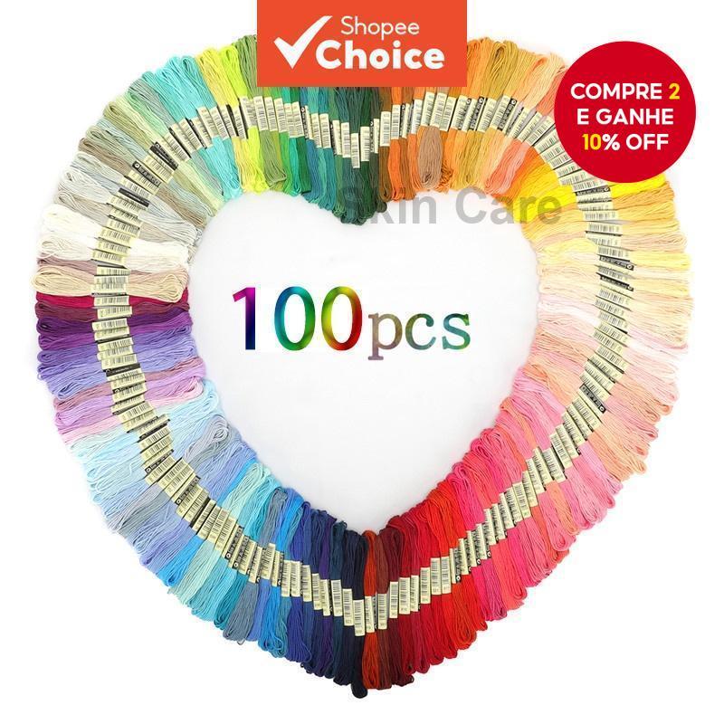 36 \ 50 100pcs Linha De Costura De Algodão/Ponto Cruz Bordado Poliéster em Oferta na Shopee