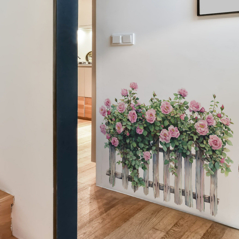 Adesivos decorativos rosa flor cerca quarto sala de estar entrada guarda-roupa decoração para casa adesivos de parede pa