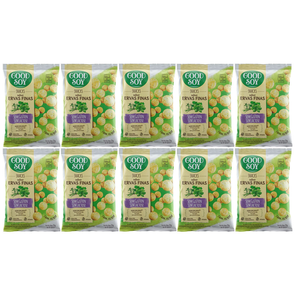 Snack De Soja Good Soy Sabor Ervas Finas 25g KIT C/10 UN em Oferta na Shopee