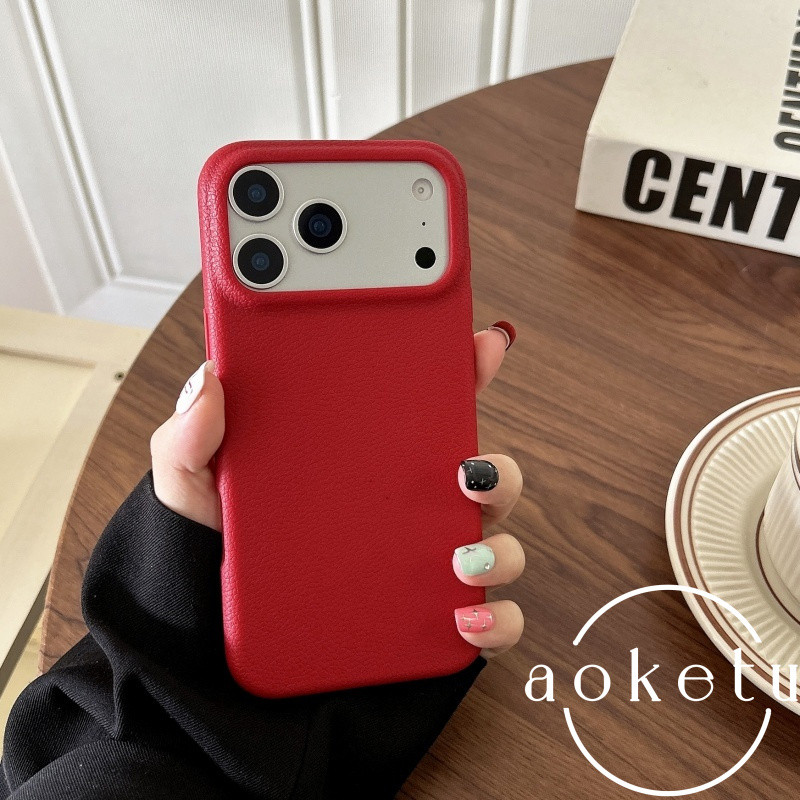 Adequado Para Capa De Telefone Apple 17 Promax iPhone 16 Simples Cor Sólida 15 Pro Padrão De Lichia 14 Sensação premium em Oferta na Shopee