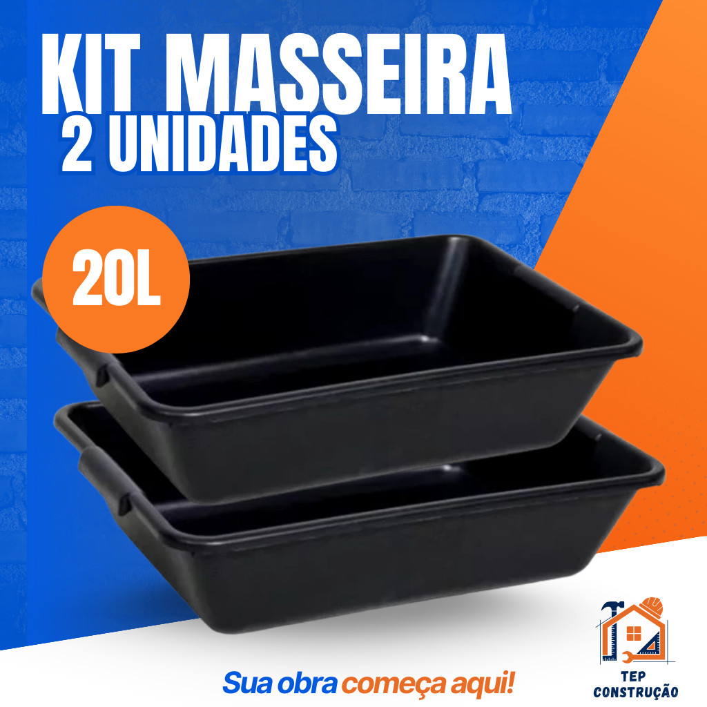 Caixa Plastica de Massa Masseira 20 Litros Multiuso Pedreiro Obra Construção Cimento Concreto