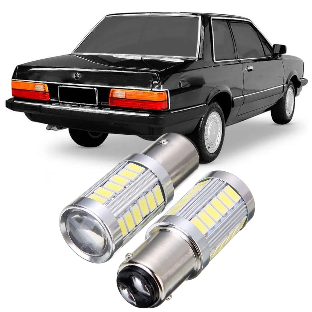 Kit Lampadas Ultra LED Premium Luz de Freio Ford Del Rey 2 Polos 33 Leds P21/5W