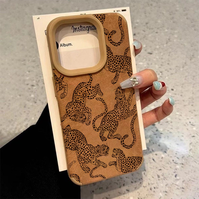 Capa De Telefone De Couro Falso Com Padrão De Leopardo Vívido Para iPhone 17 16 15 14 13 12 11 Pro Max Plus XS À Prova D em Oferta na Shopee
