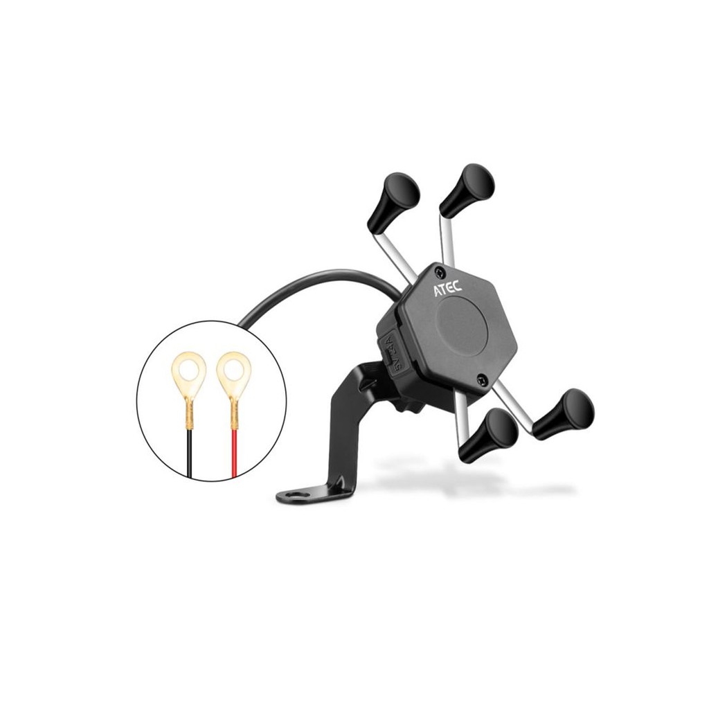 Suporte de Celular com Entrada Carregador USB (Garra/Aranha) P/ Moto e Bicicleta (AC-713)