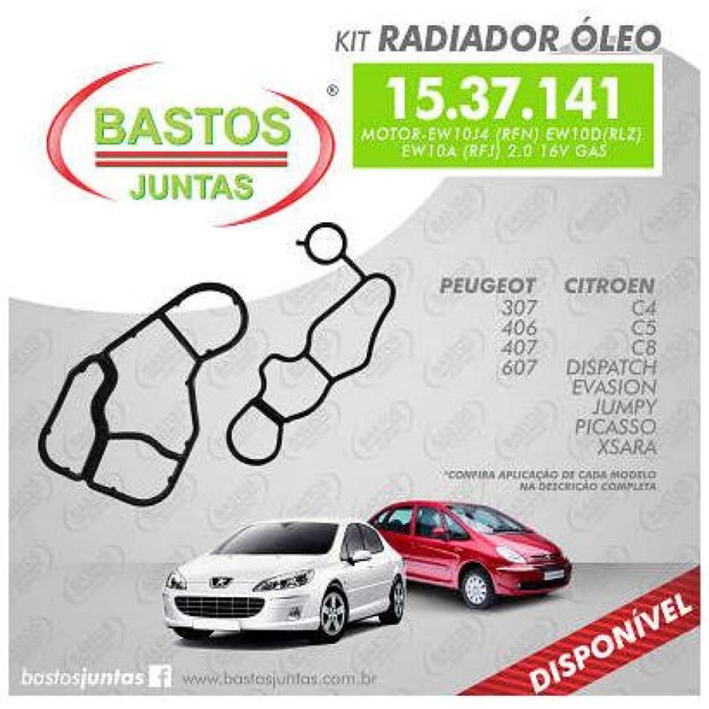 Jogo juntas do radiador de óleo Peugeot 308 2012 a 2016