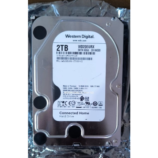 HD Interno Western Digital 2TB - WD20EURX - Sata 6GB/s - Novo - 2018 e 2019 - Connected Home - Hard Drive - NOVO