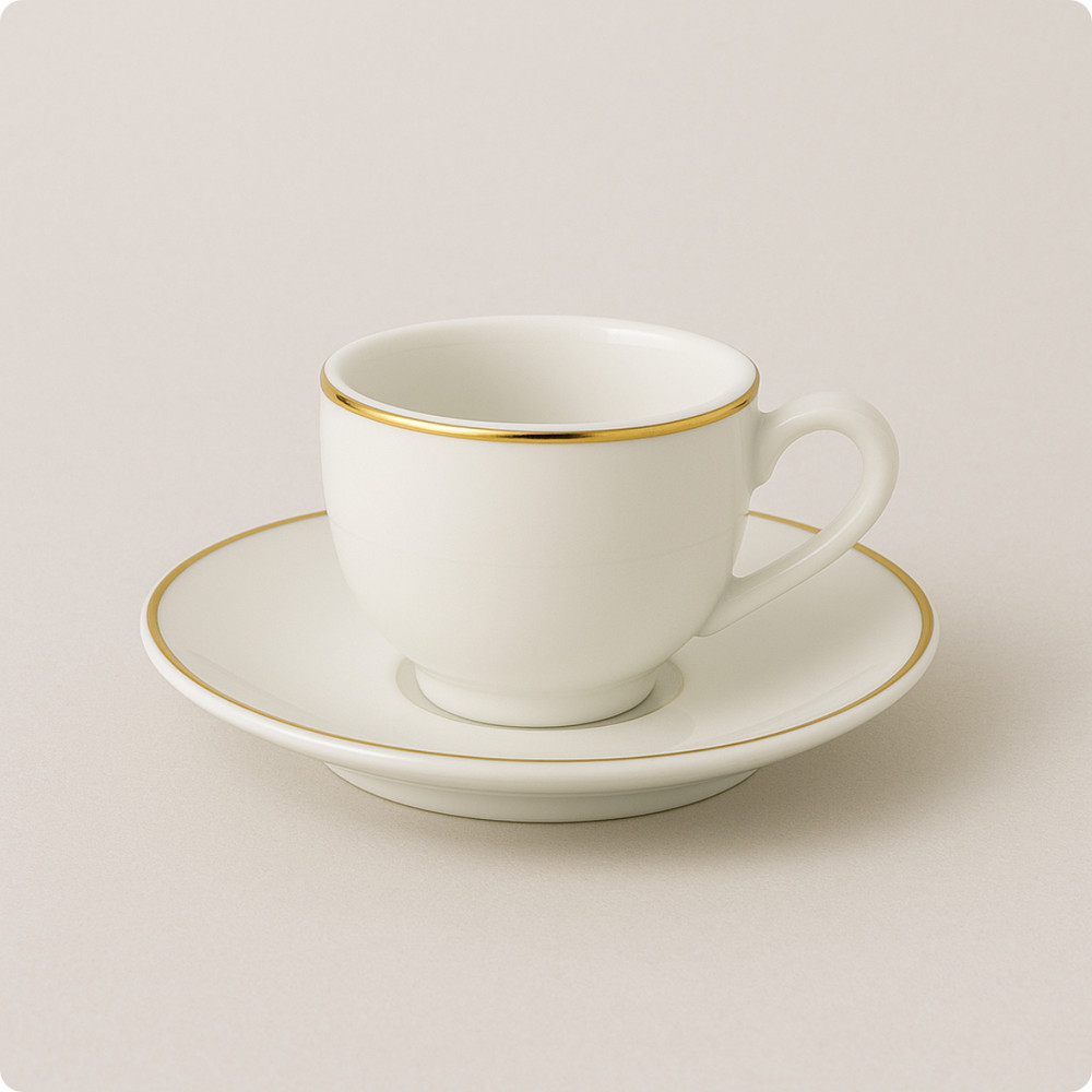 Xícara De Café 90mL E Pires De Porcelana Legacy Gold Lhermitage — imagem 2 de 2